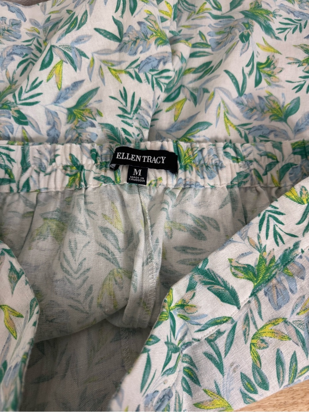 Ellen Tracy Linen Skort Skirt Shorts Green Leaf - Picture 6 of 11